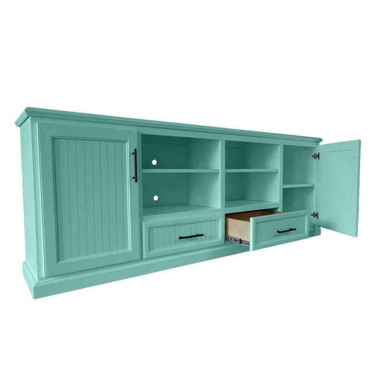 Raynav Unfinished Entertainment Center for TVs up to 88", Aqua Fiesta, 34'' H X 70'' W X 17'' D