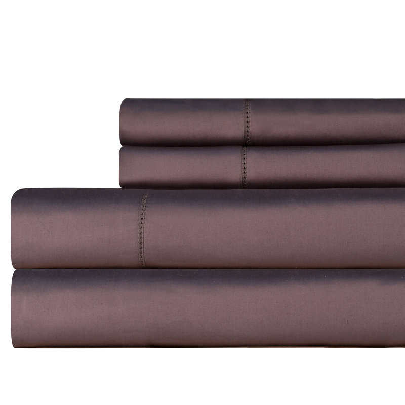 Ensemble de draps 100% coton à longues fibres 610 fils Celeste Home, Très grand lit, Gris