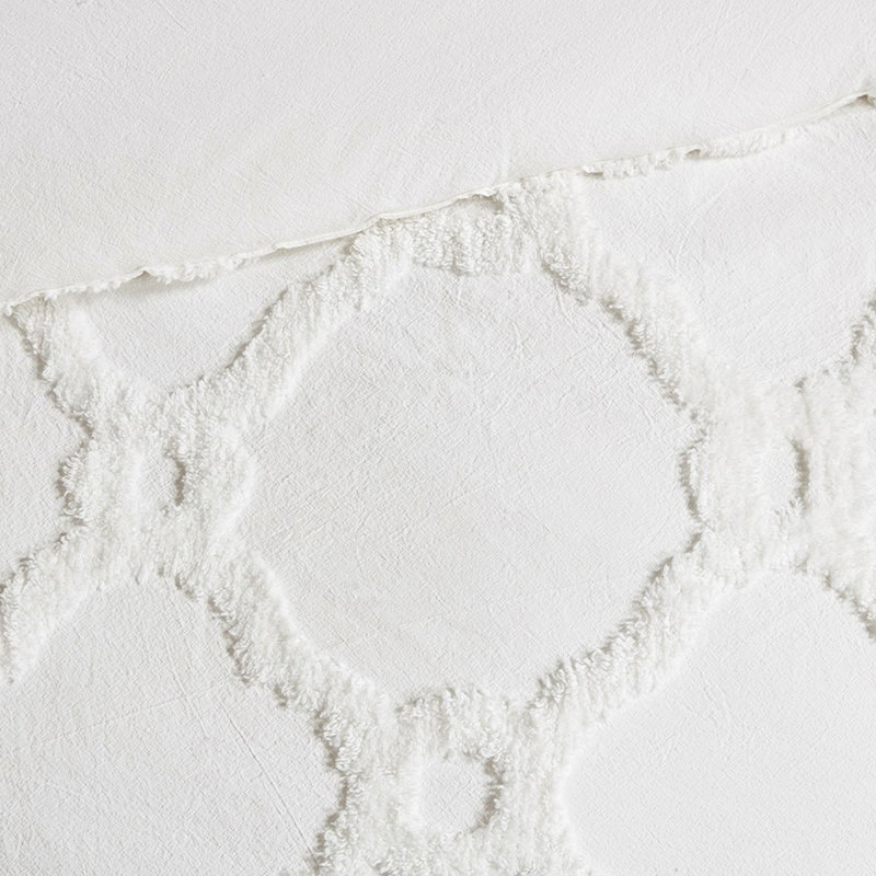 Édredon 3 pièces en chenille de coton - géométrique, literie de luxe double / grand, 2 taies décoratives incluses
