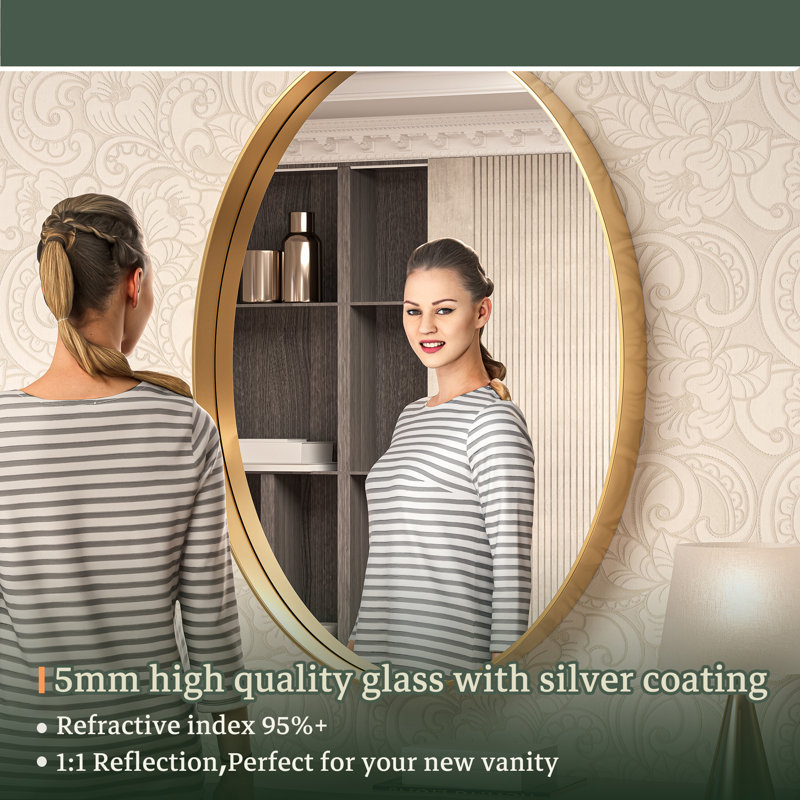 Miroir de salle de bain Emmarose, 30 po x 22 po, Or