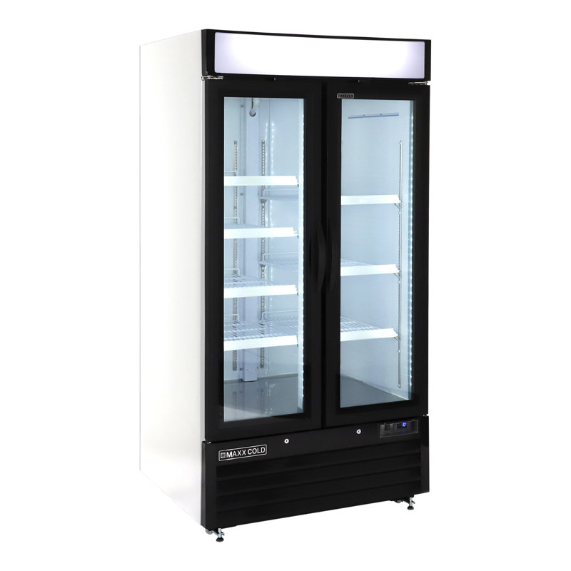 Maxx Cold Glass Door Narrow Width Merchandiser Freezer, Double Door, White