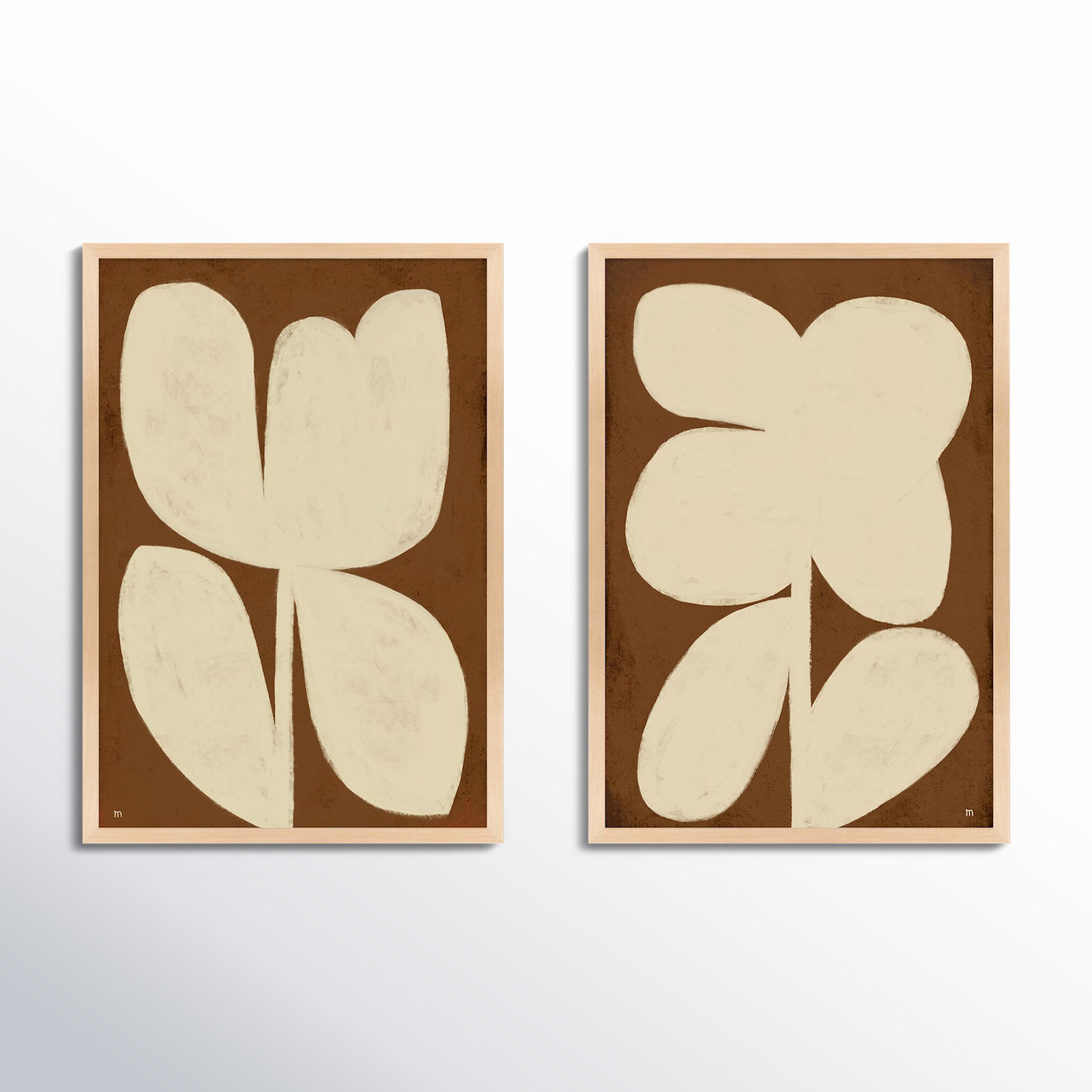 Flower 2-Piece Painting Set, 20" H x 14" W x 1.25" D, Maple Framed