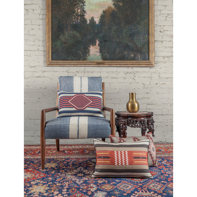 Mesa Linen Lumbar Pillow Cover & Insert, Red/Blue