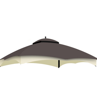 Toit de remplacement pour pavillon de jardin 10 x 12, brun, tissu protégé, hydrofuge, décoloration, avec évent et trou de drainage Brun, remplacement de pavillon 10 x 12, protégé, hydrofuge, décoloration