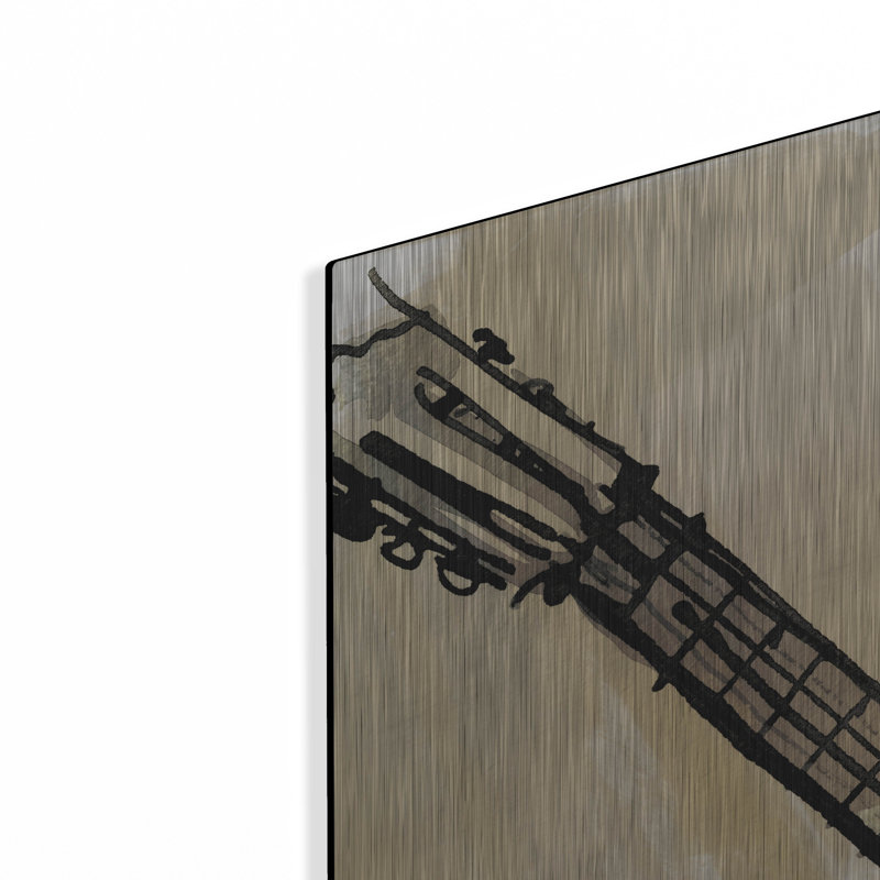 Art mural en métal «Guitare neutre» par Anne Tavoletti, H 36 po x l 36 po