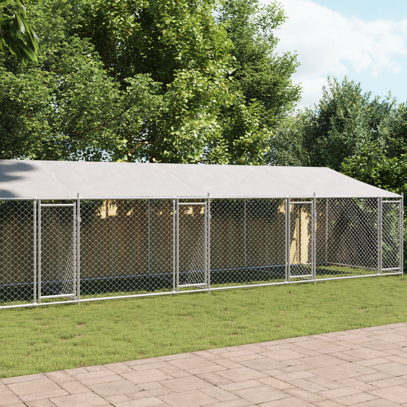 Cage pour chien en acier galvanisé gris 39,4 x 6,6 x 6,6 pi Vidaxl