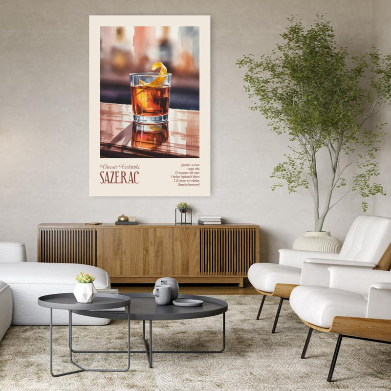 Art mural rétro classique classique Sazerac, H 48 po x l 32 po