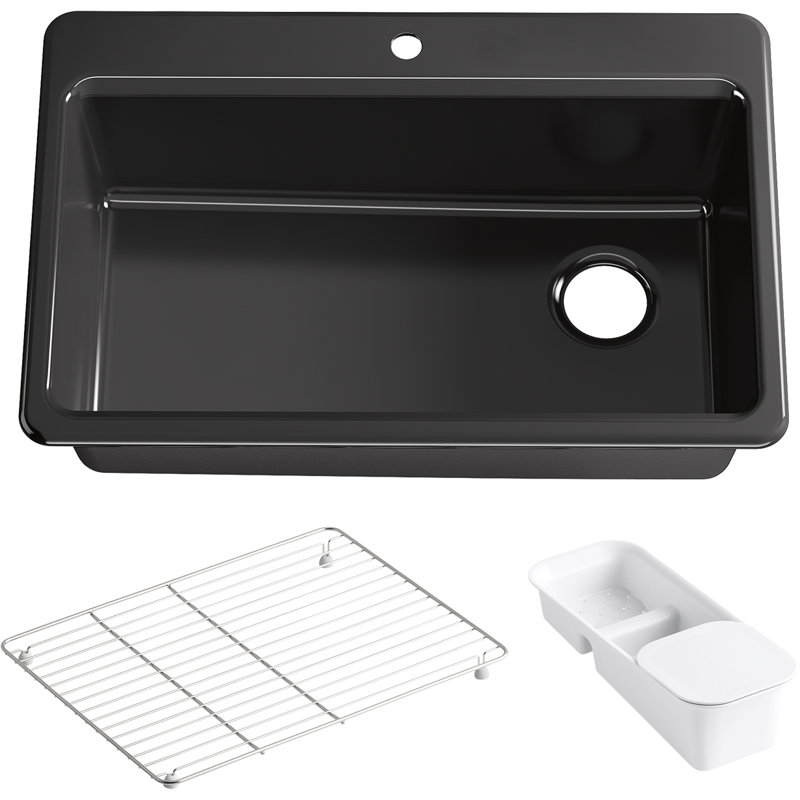 Riverby™ Single-Bowl Top-Mount Kitchen Snk with Accessories, 1 hole, Biscuit