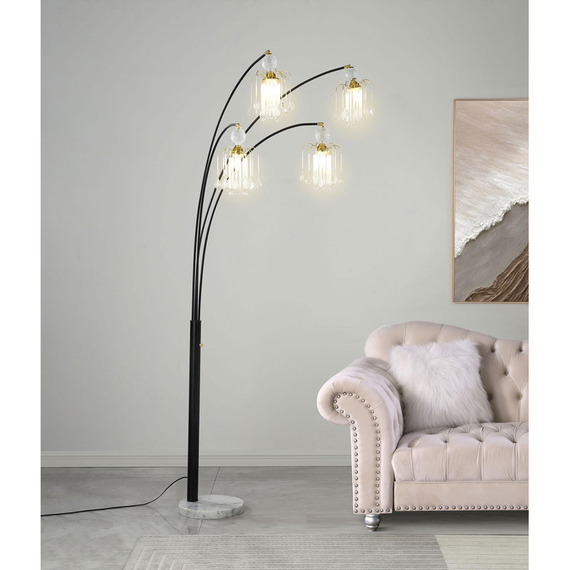 Lampe sur pied suspendue à arc en cristal 91 pouces Maissie - noir