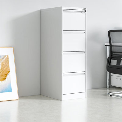 Classeur vertical à 4 tiroirs avec serrure - Classeur en métal pour la maison / le bureau, capacité maximale de 120 lb, rails silencieux à pleine extension, tringles de suspension réglables (lettre / a4 / légal), verrouillage anti-basculement, 2 clés pliables