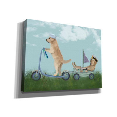 «Golden Retriever Scooter» par Fab Funky - impression sur toile tendue