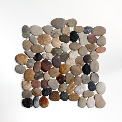 Tumbled River Rock Pebble Natural Mosaic in Mixed color For Floor and Wall Tile 12"x12"