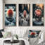 «A Blooming Red Dahlia Flower In Winter», 3 pièces sur toile-1994155736-1994155739