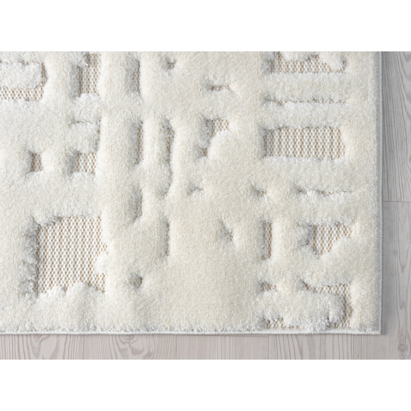 Oheneba Collection Modern Abstract Cream and Beige Area Rug, Rectangle 8' x 11'