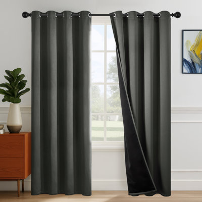 Thermal Insulated Blackout Grommet Curtains for Bedroom & Living Room（Set of 2）