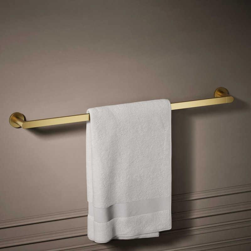 18" Wall Mounted Towel Bar, Vibrant Brushed Moderne Brass, 30"W