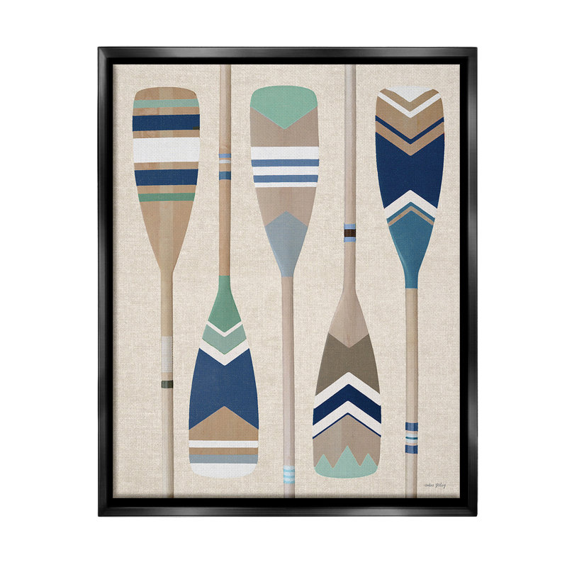 «Striped Boating Oars Floater Frame» par Amber Sterling sur toile, Cadre flottant noir de jais, H 31 po x l 25 po