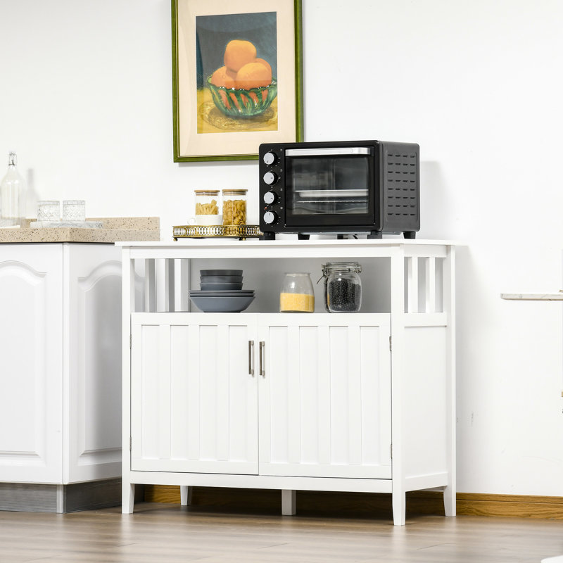 Buffet avec 2 portes et tablettes réglables, blanc - Rangement suffisant pour les assiettes