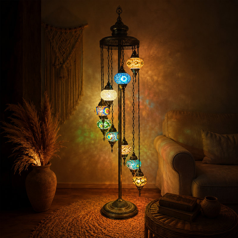 Lampe turque sur pied Bungalow Rose Mert, Multicolore