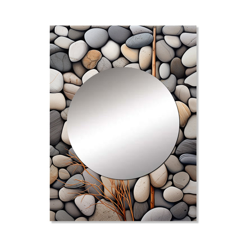 Zaleth Beach Photo Harmonious Balance II - miroir mural de plage unique, miroir gris, impression d'art en métal