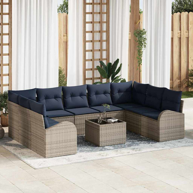 Ensemble de canapé vidaXL avec coussin, 10 pièces, gris synthétique