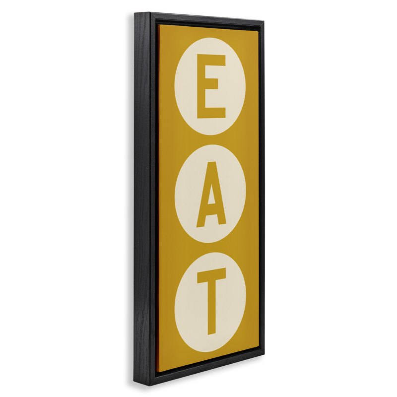 Enseigne rétro «Eat», H 25 po x l 11 po, Cadre flottant noir de jais