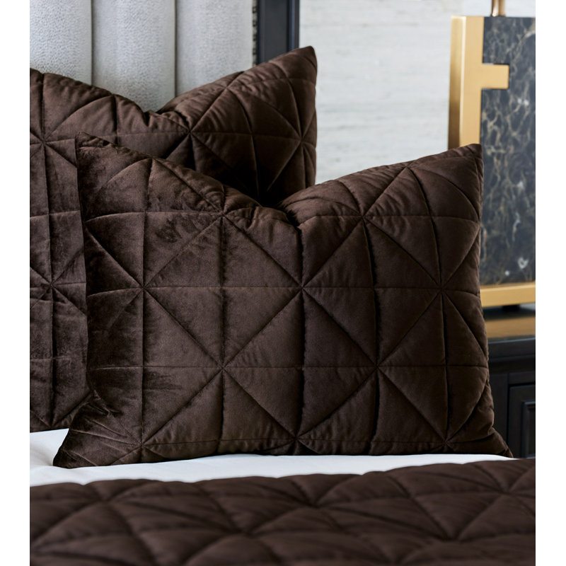 Nova Quilted Velvet Sham, Euro , Cocoa