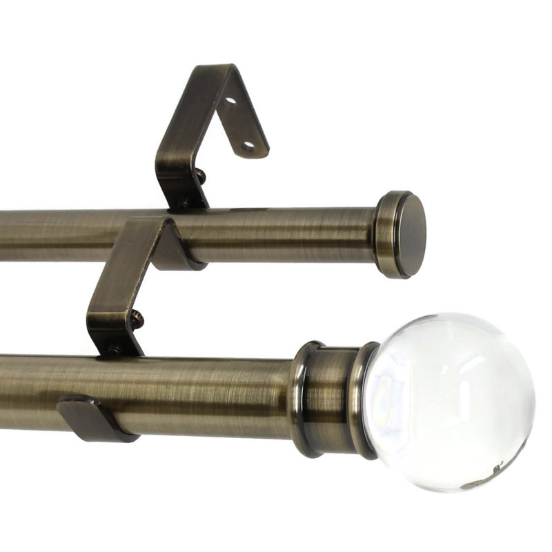 Coursey Steel Adjustable 84'' to 120'' Double Curtain Rod, Black, 1" H x 120" W x  1" D