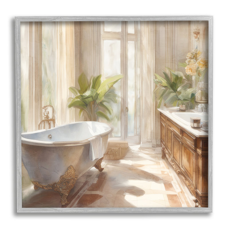 Impression sur toile Sunlit Bathroom View par Kim Allen, H 12 po x l 12 po, Estampe numérique Farmhouse