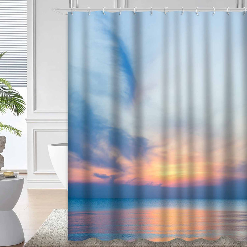 Rideau de douche avec 12 crochets Sky Ocean Sky Sunset, L 72 po x l 84 po