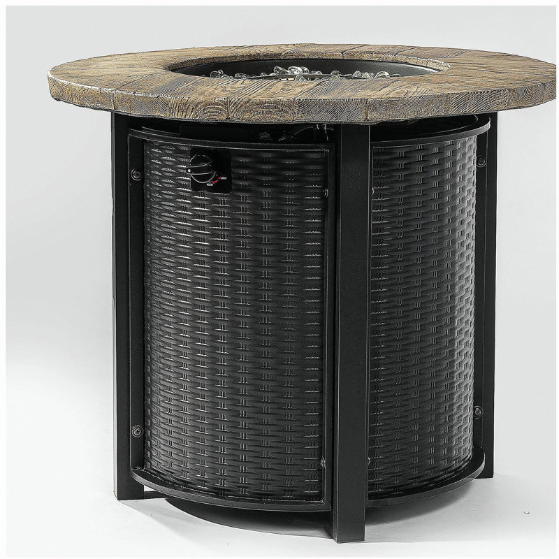 Circular propane pit table with lava rock