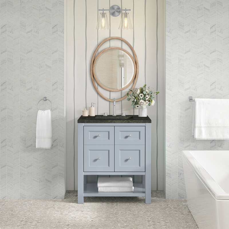 Breckenridge 30'' W Single Vanity, Serenity Blue, Phantome Eclos, 8" Widespread