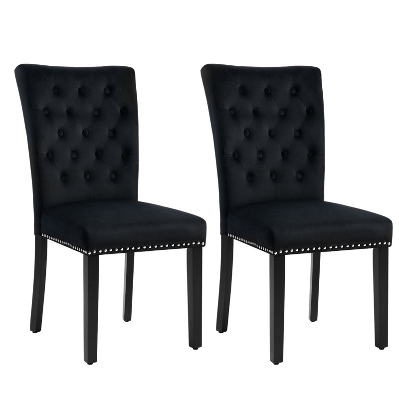 Amdan Tufted Velvet Modern Dining Chair, Black