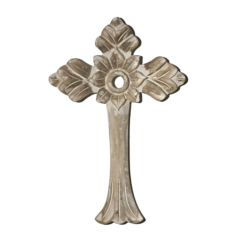 The Shepherd's Light Handmade Religious & Spiritual Solid Wood Wall Decor, Distressed Cream White