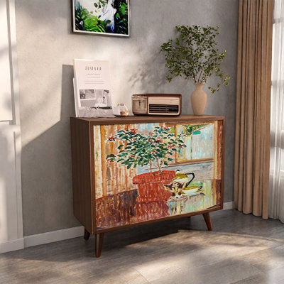 Natural Pine Decorative Cabinet with Storage