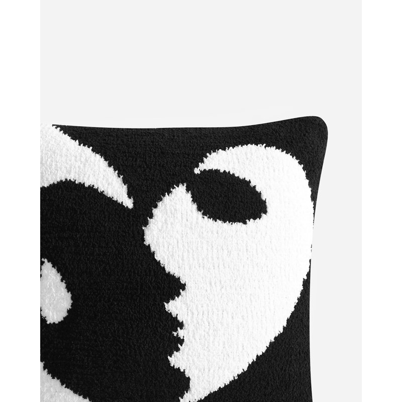 Faces II Square Pillow Cover & Insert, Black/Off White
