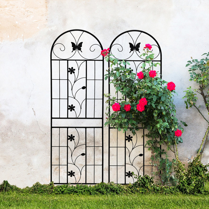 Ensemble de 2 treillis de jardin en métal 71 po x 19,7 po, rouille - extérieur pour lierre, noir, assemblage facile et structure robuste 71 po x 19,7 po, paquet, rouille - grimpeurs, fabrication sans effort