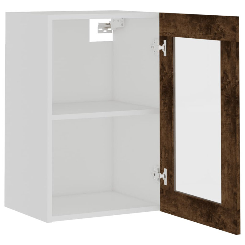 Kuper Hanging Glass Cabinet Lyon 40x31x60 cm Engineered Wood, Smoked Oak