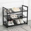Étagère à chaussures à 3 niveaux en métal noir pour porte d'entrée et espaces restreints, étagères en maille large, 2 options d'inclinaison, embouts en caoutchouc antidérapants, installation simple et gain de place, rangement d'entrée avec hauteur sous plafond plus élevée
