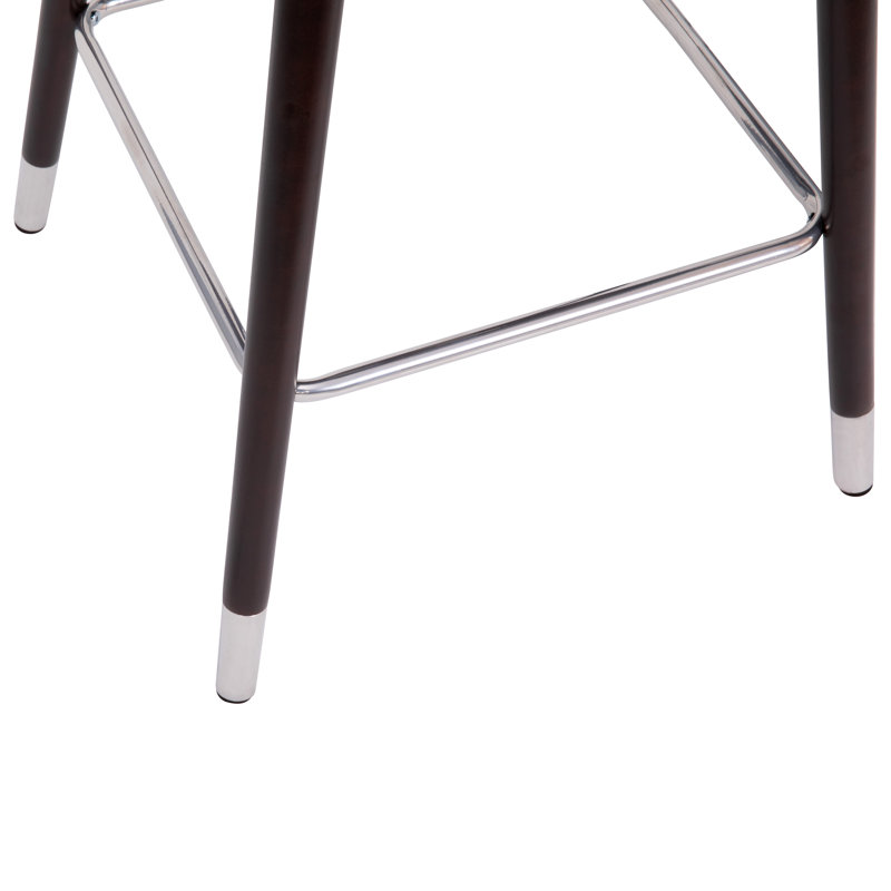 Tabouret de bar à dossier moyen de qualité commerciale avec pieds en bois de hêtre et dossier courbé, Gris, 2, 26.25"