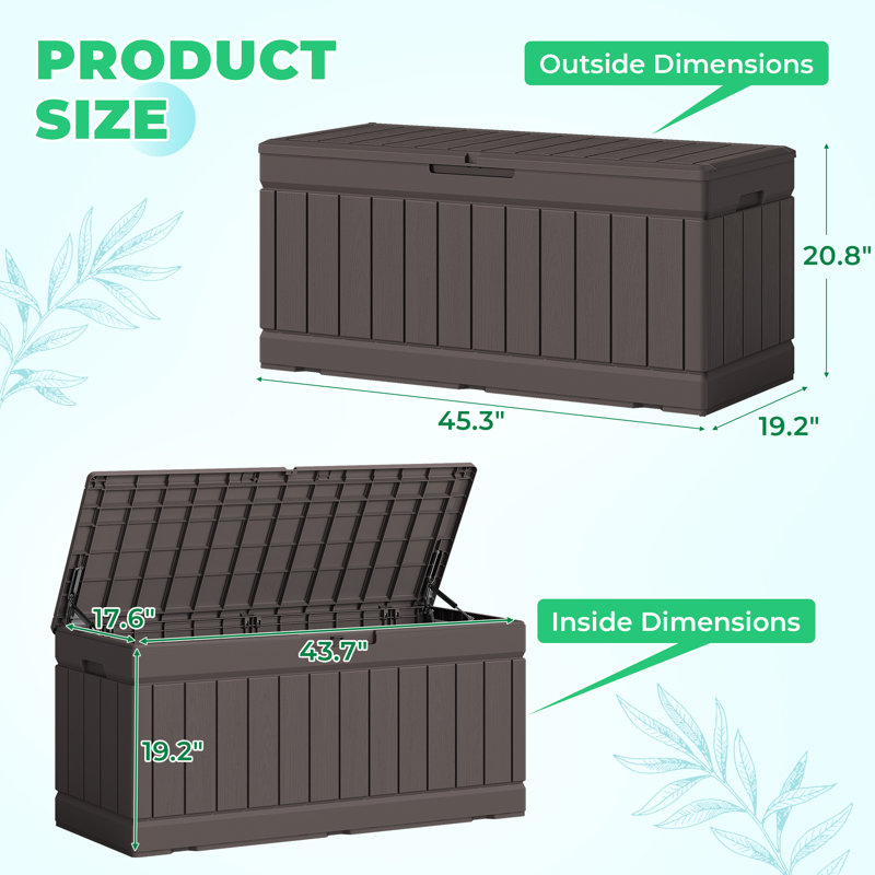 Furmax 45.3'' W 82 Gallons Water Resistant Lockable Deck Box, Brown
