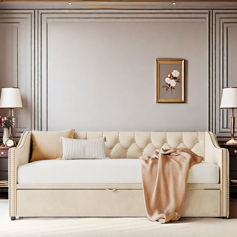 Lit de jour avec couchette Elifsu, Beige