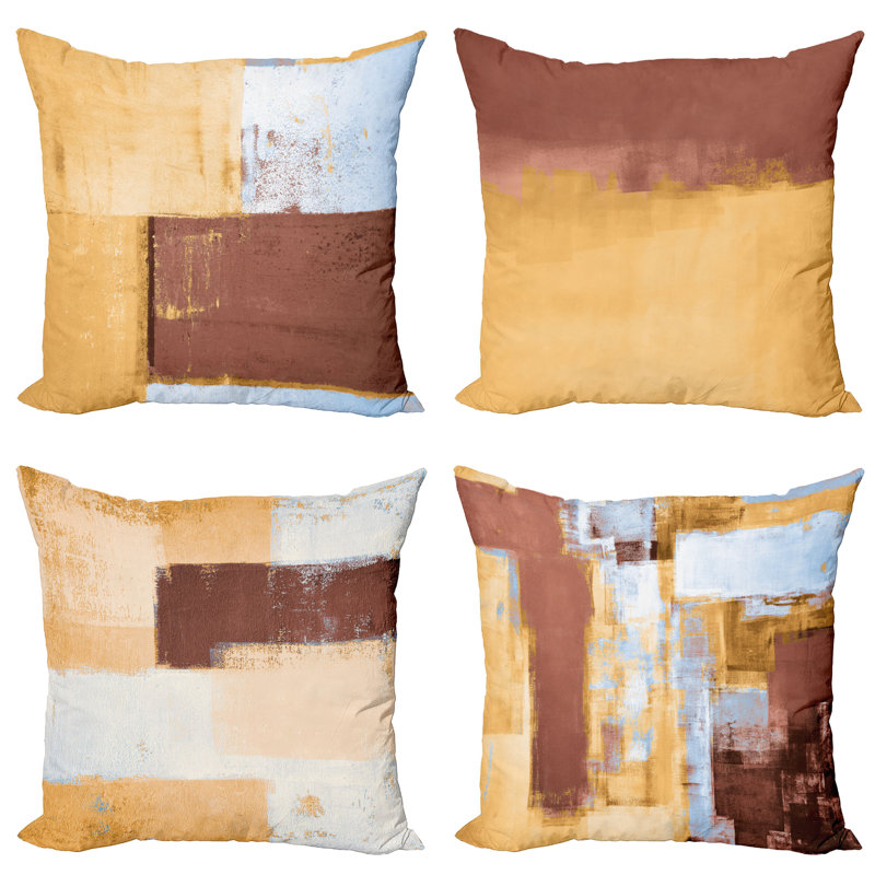 Reversible Pillow Cover, 24" H x 24" W, Mustard / Pale Redwood