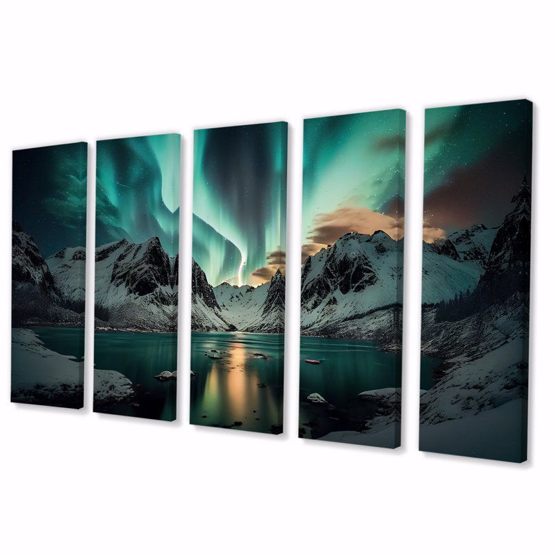 In The Wilderness Aurora - Décoration murale paysages - 5 panneaux égaux