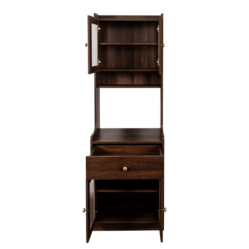 Cuisine - Armoire de rangement pour les gros pots et les électroménagers, Buffet autoportant, Petit espace de rangement, Rangement, Largeur de 15,48 po, Hauteur de 69,01 po, Poids de 76,8 lb, Finition, Bar à café interne