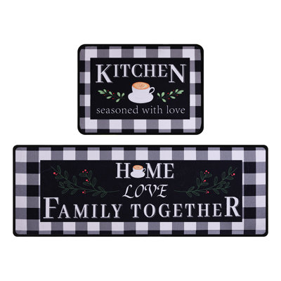 2 tapis de cuisine rectangulaires antidérapants et imperméables, noirs