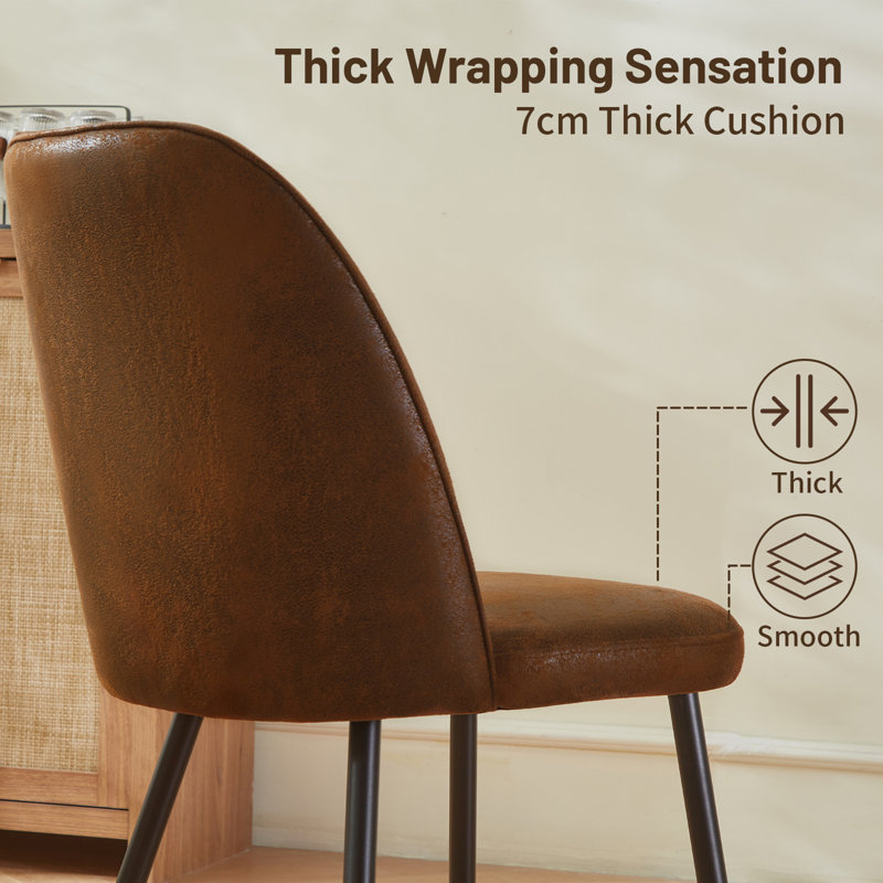 Tufted Velvet/Suede Upholstered Armless Dining Chair with Adjustable Feet, Brown