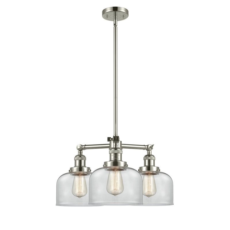 Lustre classique / traditionnel à 3 lumières Arakel, Transparent, Nickel poli, Ampoule DEL 6 watts Vinage