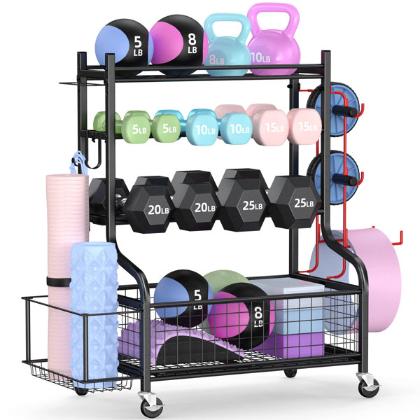 Metal Yoga Mat Holder Basket with Wheels, Yoga Mat Storag Organizer Cart,  Hold 9 Mats, Yoga Mat Rack Shelf for Fitness Room Gym (Color : Gold)