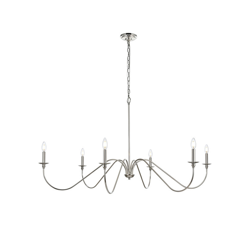 Sherree 6-Light Dimmable Chandelier, 28" H x 54" W x 54" D, Polished Nickel